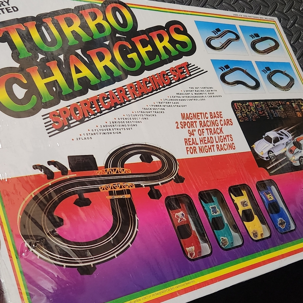 NOS Vintage Turbo Chargers Slot Car Racing Set